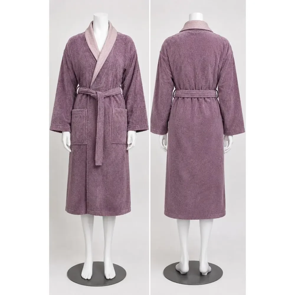 NEW Turkish 100% Cotton Bathrobe Large XL Purple Towel Robe Soft Luxury